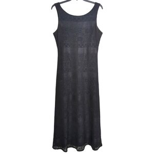 Narcissus Vintage 70's Black Crochet Fully Lined Sleeveless Maxi Dress 11/12